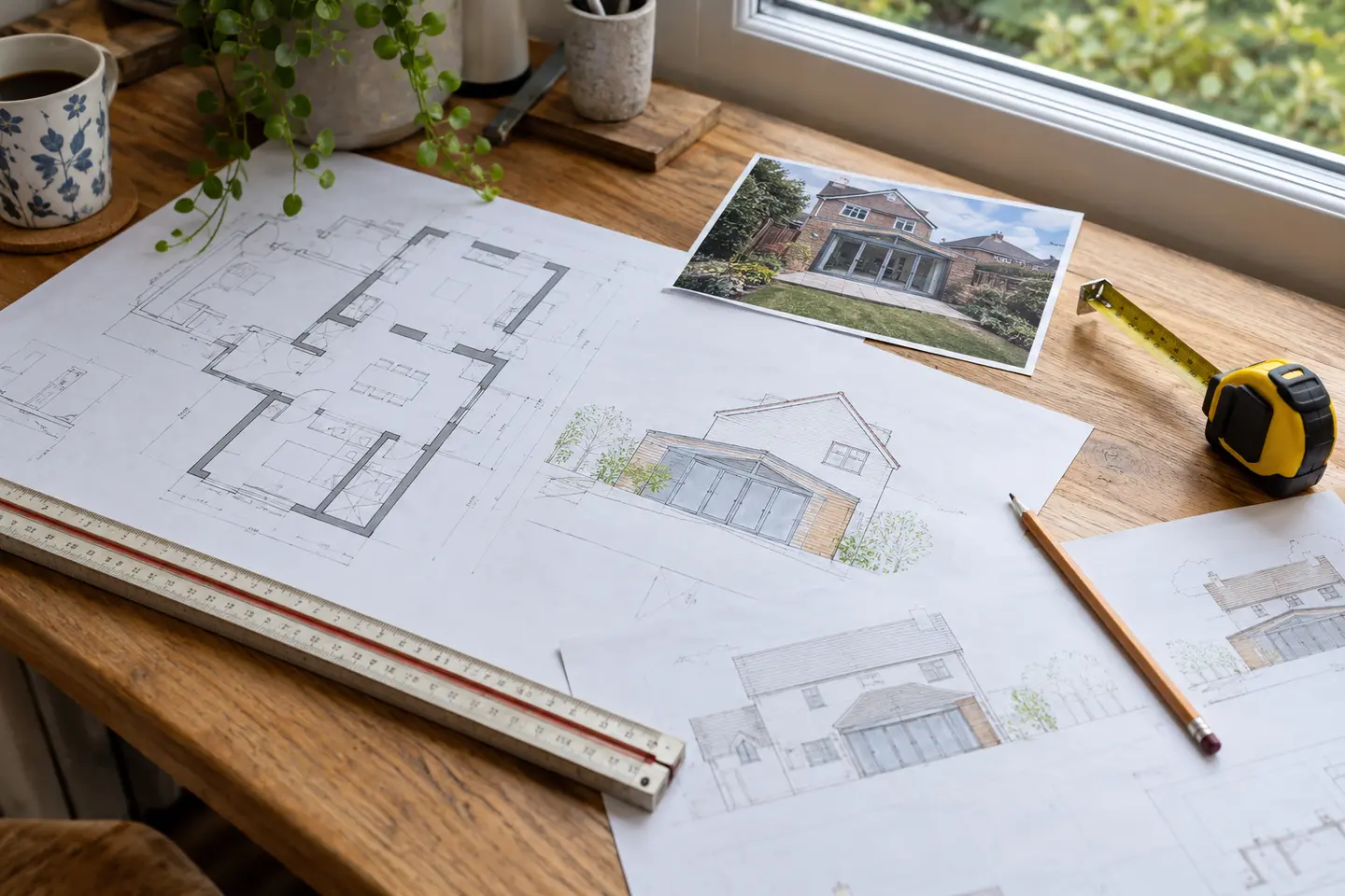 do I need planning permission for extension - house extension plans on a desk